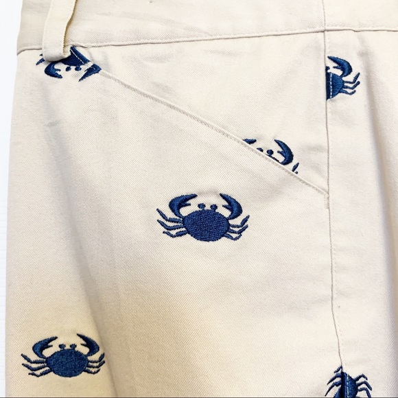 Lily Pulitzer Khaki Chino Capri Crop Pants Embroidered Blue Crabs Size 6 - Picture 7 of 10